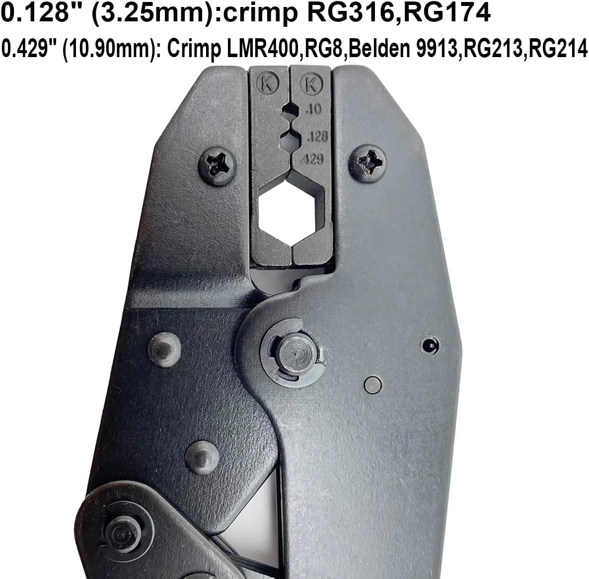 ابزار پرس سرسیم کابل کواکسیال LMR400، Belden9913، RG8، RG213، RG214، RG316، RG174، ابزار پرس با قالب شش ضلعی 10.90 میلی‌متری برای کابل‌های نوع 400، ابزار پرس قرمز LMR400