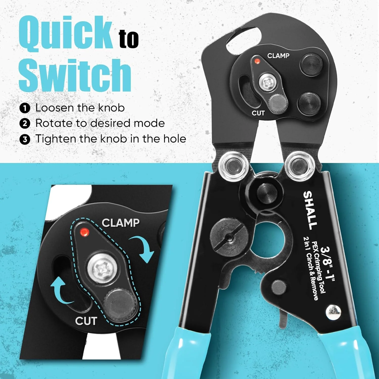 ابزار پرس و جداکننده بست شل 2 در 1 Pex به همراه لوله بر، کیت ابزار پرس اتصالات لوله Pex برای بست های استیل ضد زنگ 3/8 اینچ تا 1 اینچ شامل 20 عدد بست 1/2 اینچ، 10 عدد بست 3/4 اینچ و کیف نگهداری