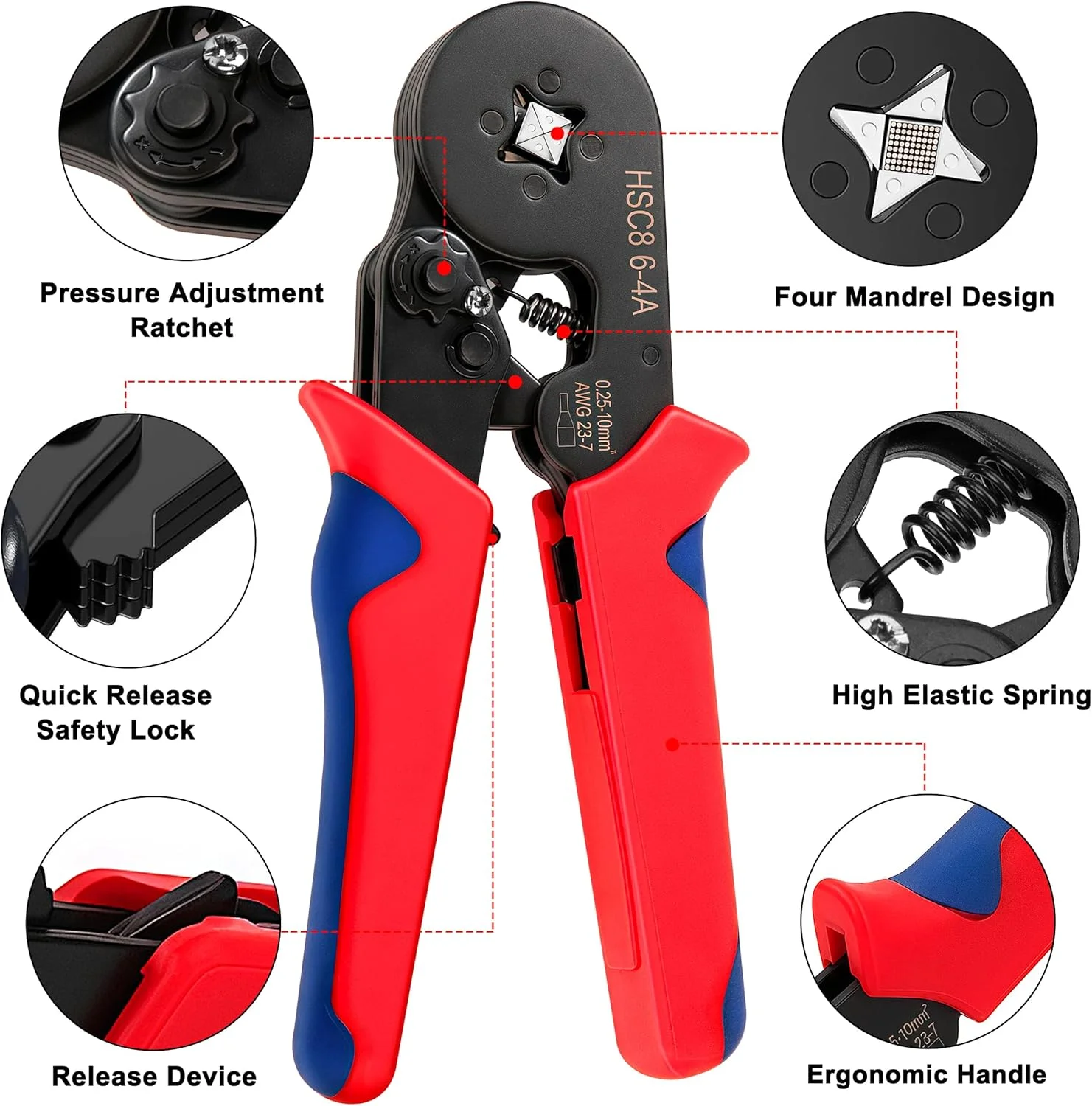 انبر پرس سرسیم وایر اند به همراه 1200 عدد سرسیم، کابلشو، انبر پرس برای اندازه 0.25-10 میلی متر مربع، دسته ارگونومیک، به همراه جعبه پلاستیکی انبر پرس سرسیم وایر اند به همراه 1200 عدد سرسیم، کابلشو، انبر پرس برای اندازه 0.25-10 میلی متر مربع، دسته ارگونومیک، به همراه جعبه پلاستیکی