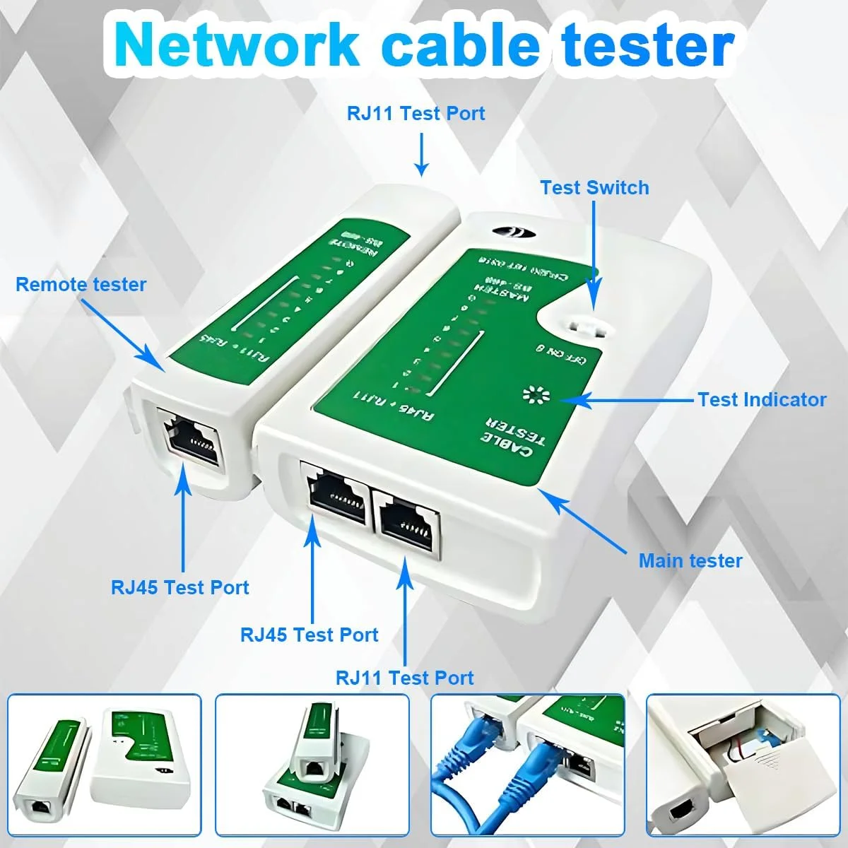 مجموعه ابزار پرس کابل برای RJ11/RJ12/RJ45/CAT5/CAT6/Cat5e، ابزار تعمیر شبکه تستر کابل لن نگهداری کامپیوتر حرفه ای، پرس کابل قابل حمل، سیم لخت کن، 50 عدد سر کریستالی و کیف بسته بندی مجموعه ابزار پرس کابل برای RJ11/RJ12/RJ45/CAT5/CAT6/Cat5e، ابزار تعمیر شبکه تستر کابل لن نگهداری کامپیوتر حرفه ای، پرس کابل قابل حمل، سیم لخت کن، 50 عدد سر کریستالی و کیف بسته بندی