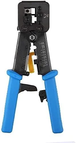 ابزار پرس سوکت شبکه DKURVE RJ45 مناسب برای Cat5 Cat5e Cat6 و کانکتورهای معمولی RJ45/RJ12 به همراه 20 عدد کانکتور CAT6 EZ رایگان