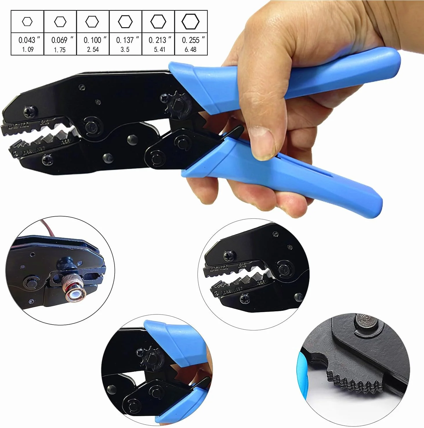 مجموعه ابزار کابل کواکسیال Dasxskj، ابزار پرس BNC برای کابل های RG58، RG59، RG62، RG174، 20 عدد کانکتور پرس نری BNC RG58، 10 عدد کانکتور مادگی به مادگی BNC، سیم لخت کن، لوله حرارتی جمع شونده، تستر کابل