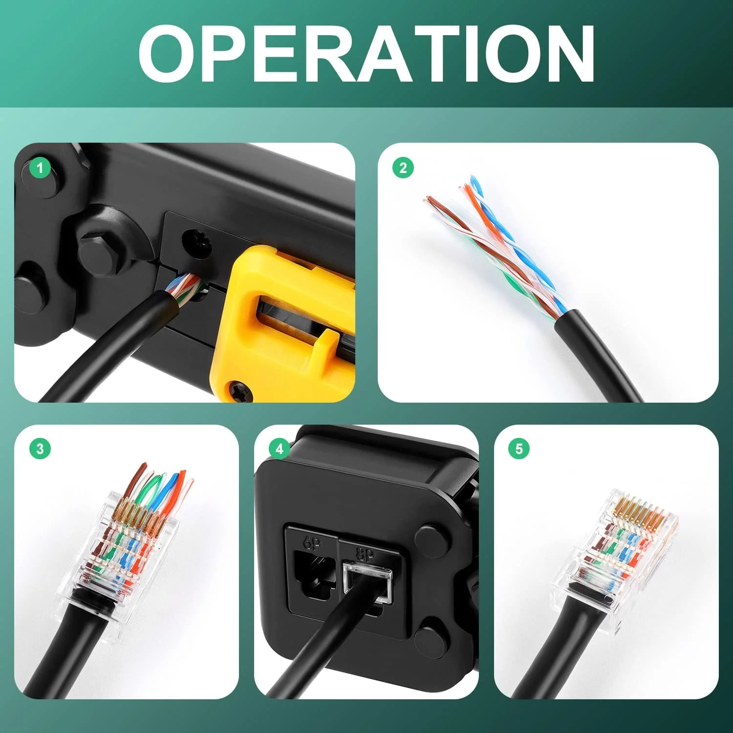 مجموعه ابزار حرفه ای تعمیر و نگهداری شبکه دلگادا شاهه به همراه ابزار پرس RJ45 برای CAT5/CAT6