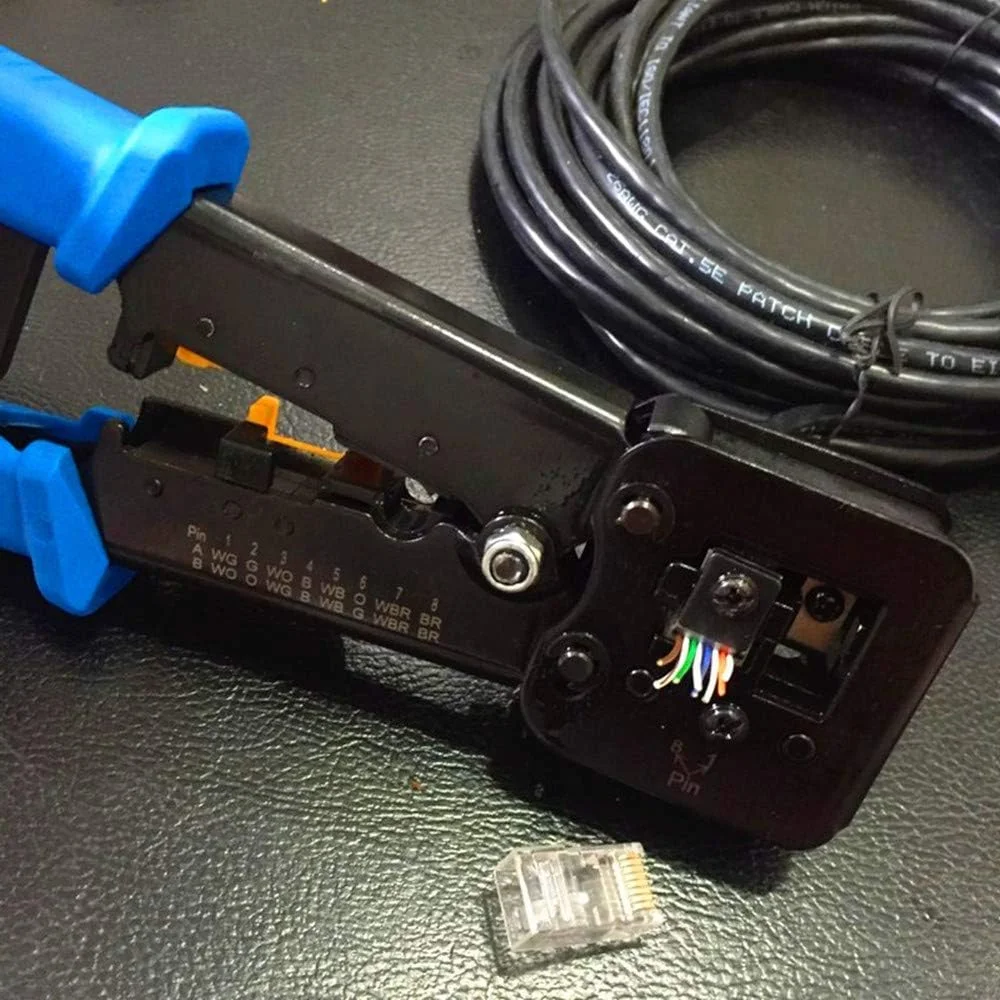 ابزار پرس RJ45 DKURVE به همراه کانکتور اترنت برای عبور