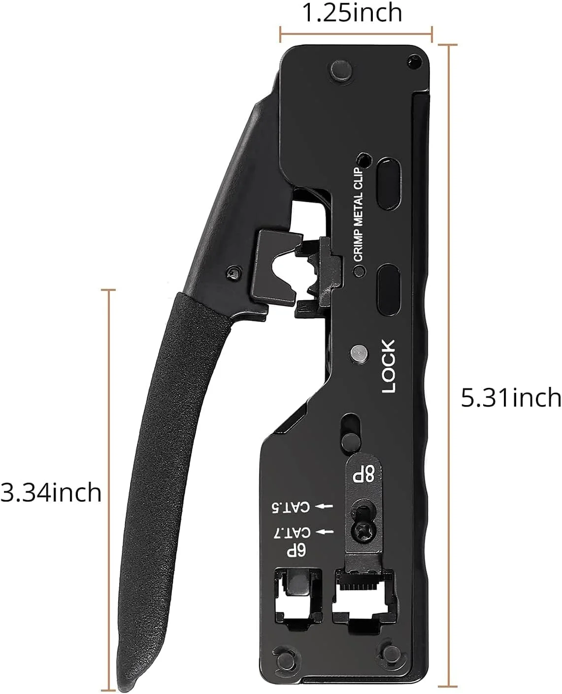 ست ابزار پرس شبکه DKURVE® RJ45، ابزار پرس شبکه، سیم لخت کن، کابل پرس با دوشاخه های RJ45 و سیم چین برای Cat5 Cat6 Cat6a Cat7 RJ45 RJ11