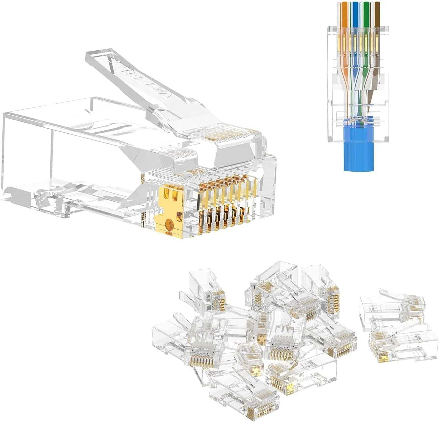 ابزار پرس سوکت شبکه DKURVE RJ45 مناسب برای Cat5 Cat5e Cat6 و کانکتورهای معمولی RJ45/RJ12 به همراه 20 عدد کانکتور CAT6 EZ رایگان