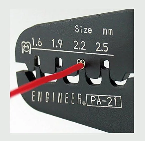 انبر پرس سرسیم وایرشو ENGINEER PA-21 با قابلیت ارتفاع بیشتر، مناسب برای Molex Mini-Fit Jr. و سایر سرسیم‌های عایق‌دار بال بلند، نارنجی، 175 میلی‌متر