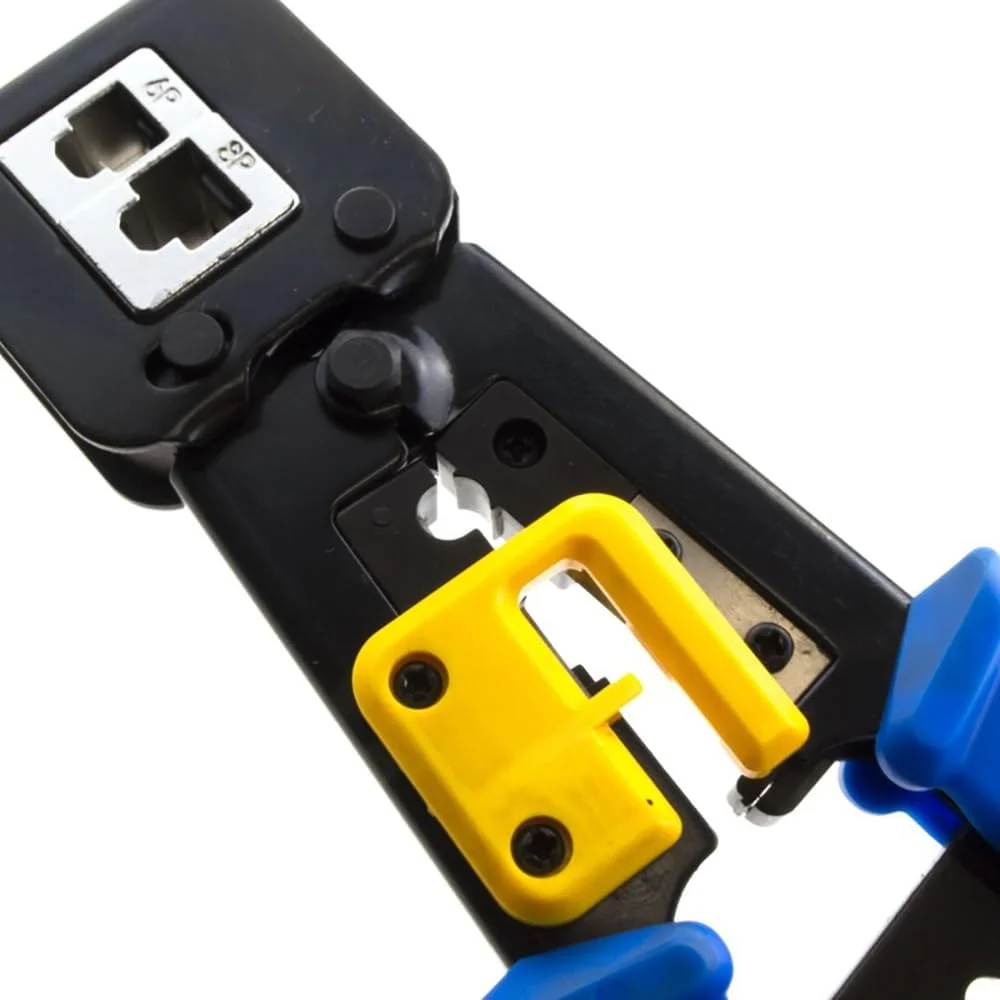 ابزار پرس EZ RJ45 برای Cat5e/Cat6، کانکتورهای عبوری، انتخاب تکنسین ها، ابزار پرس حرفه ای با سیم لخت کن و برش
