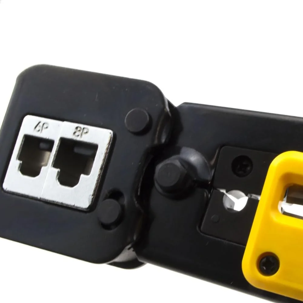 ابزار پرس EZ RJ45 برای Cat5e/Cat6، کانکتورهای عبوری، انتخاب تکنسین ها، ابزار پرس حرفه ای با سیم لخت کن و برش