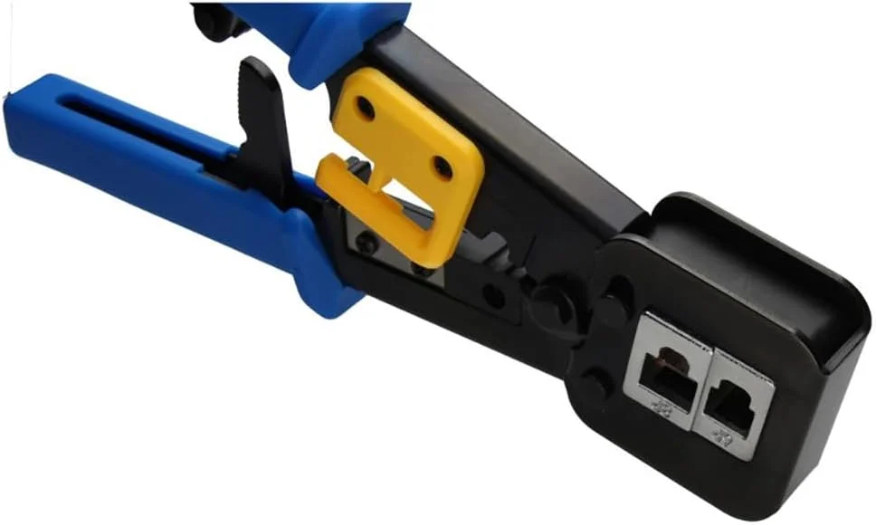 ابزار پرس EZ RJ45 برای Cat5e/Cat6، کانکتورهای عبوری، انتخاب تکنسین ها، ابزار پرس حرفه ای با سیم لخت کن و برش