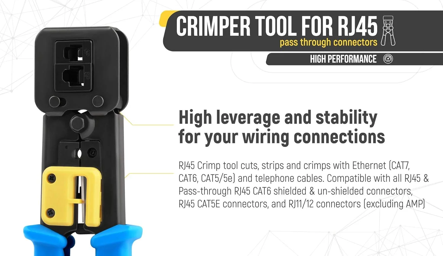 ابزار پرس RJ45 Everest Media Solutions، همراه با 50 کانکتور Cat6 و 50 محافظ کابل + تیغه های اضافی - برش، لخت کردن و پرس آسان کابل های اترنت - ابزار پرس شبکه حرفه ای ابزار پرس RJ45 Everest Media Solutions، همراه با 50 کانکتور Cat6 و 50 محافظ کابل + تیغه های اضافی - برش، لخت کردن و پرس آسان کابل های اترنت - ابزار پرس شبکه حرفه ای