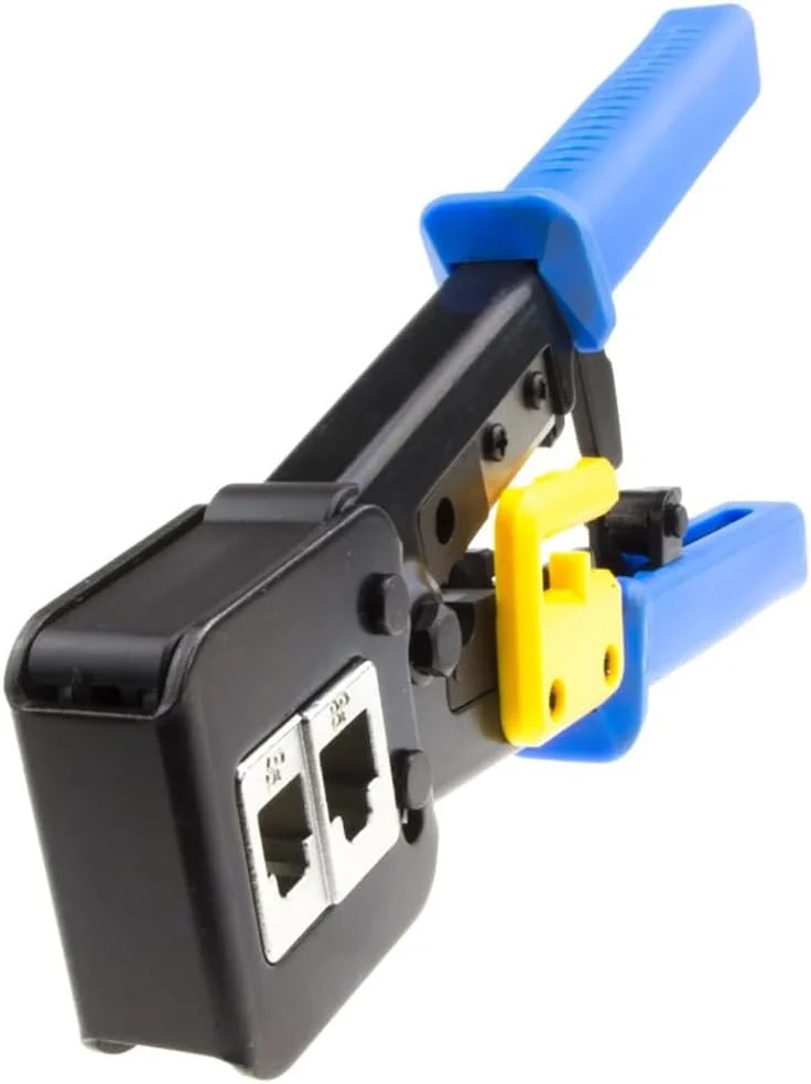ابزار پرس EZ RJ45 برای Cat5e/Cat6، کانکتورهای عبوری، انتخاب تکنسین ها، ابزار پرس حرفه ای با سیم لخت کن و برش