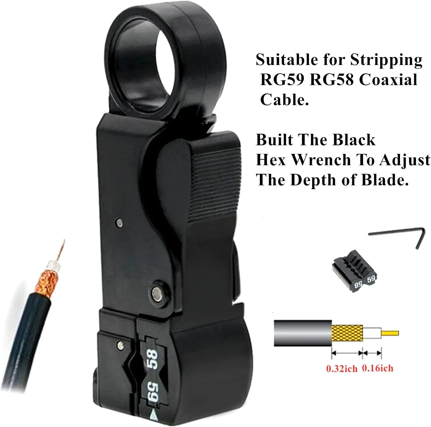 جعبه ابزار کابل کواکسیال Gaobige، ابزار پرس BNC برای RG58، RG59، RG62، RG174، 20 عدد کانکتور پرس نری BNC RG58، 10 عدد کانکتور مادگی به مادگی BNC، تستر کابل لوله حرارتی جمع شونده، سیم لخت کن کواکسیال