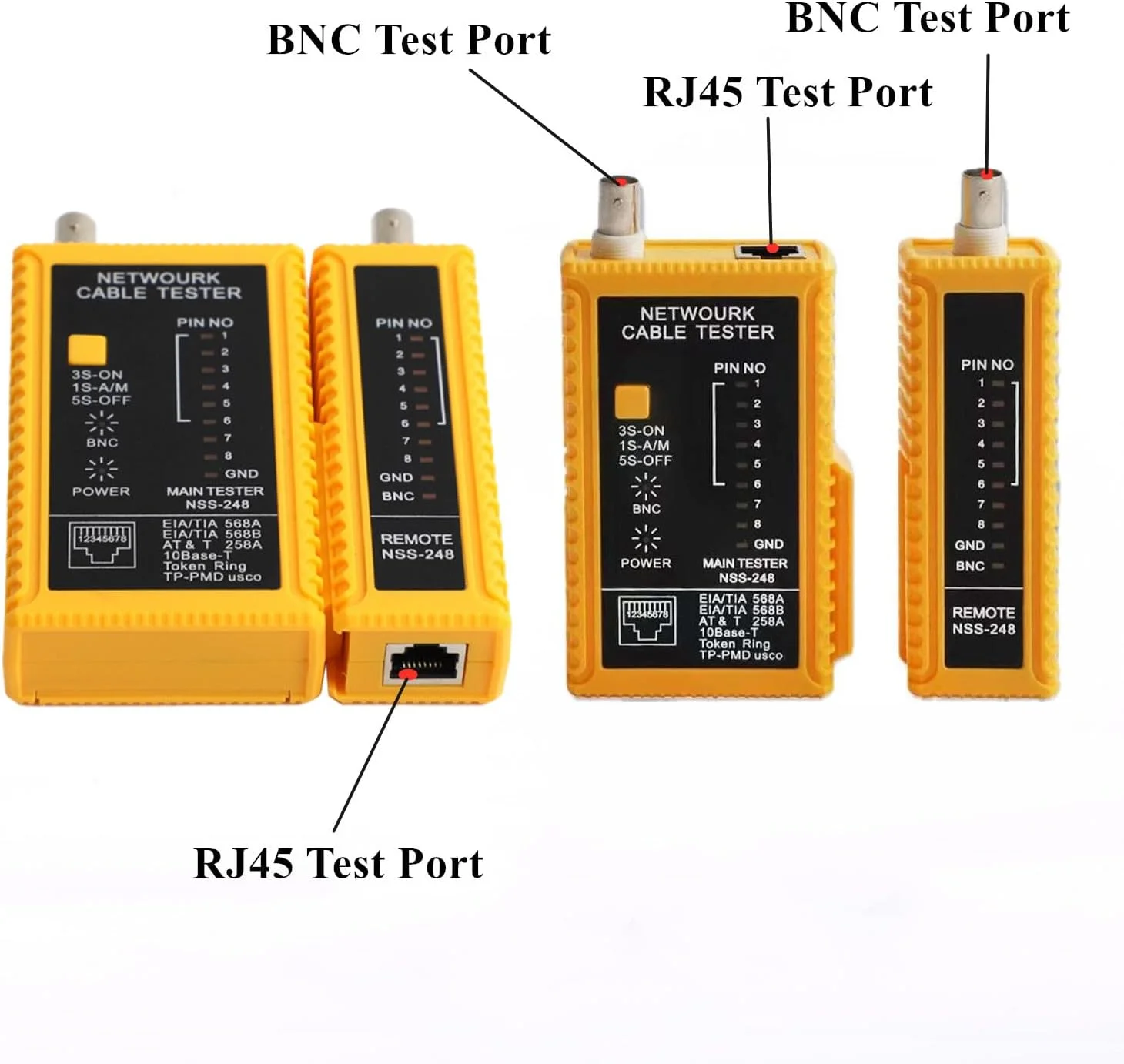 جعبه ابزار کابل کواکسیال Gaobige، ابزار پرس BNC برای RG58، RG59، RG62، RG174، 20 عدد کانکتور پرس نری BNC RG58، 10 عدد کانکتور مادگی به مادگی BNC، تستر کابل لوله حرارتی جمع شونده، سیم لخت کن کواکسیال