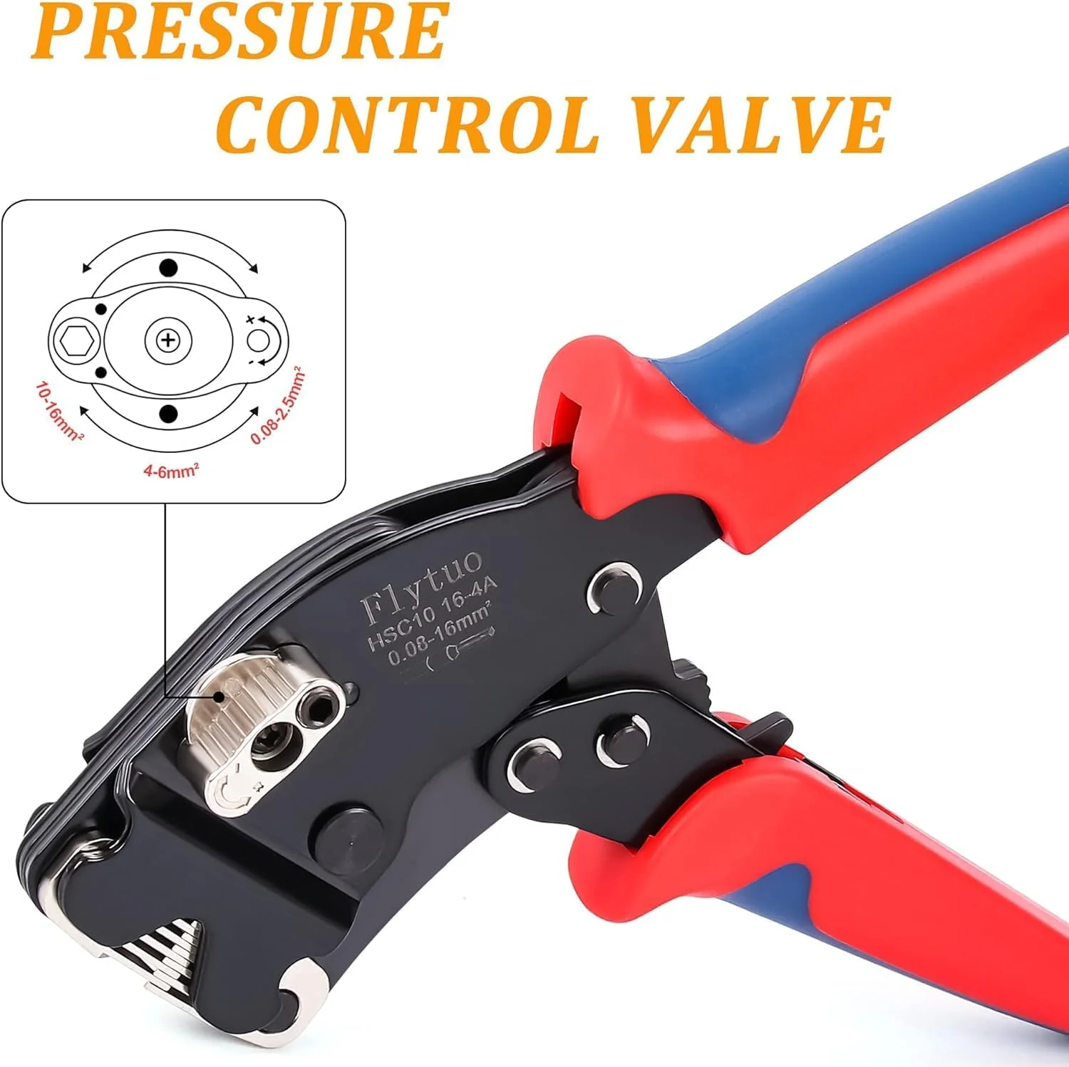 ابزار پرس سرسیم فشاری از جلو Flytuo، مناسب برای سرسیم‌ها و پایانه‌های سیم از سایز AWG 30-5