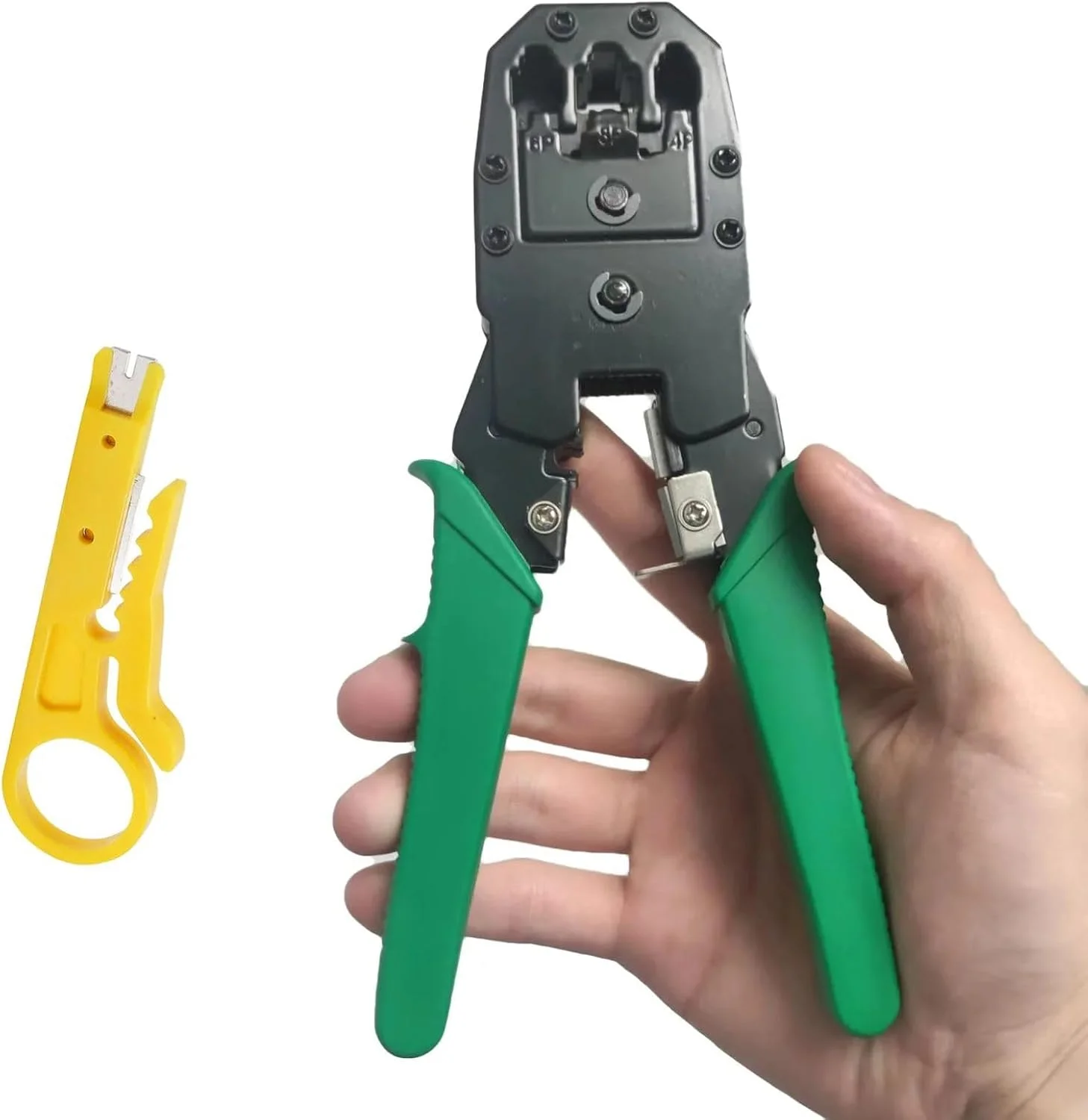 ابزار پرس کابل شبکه RJ45 RJ11 RJ12 سبز رنگ