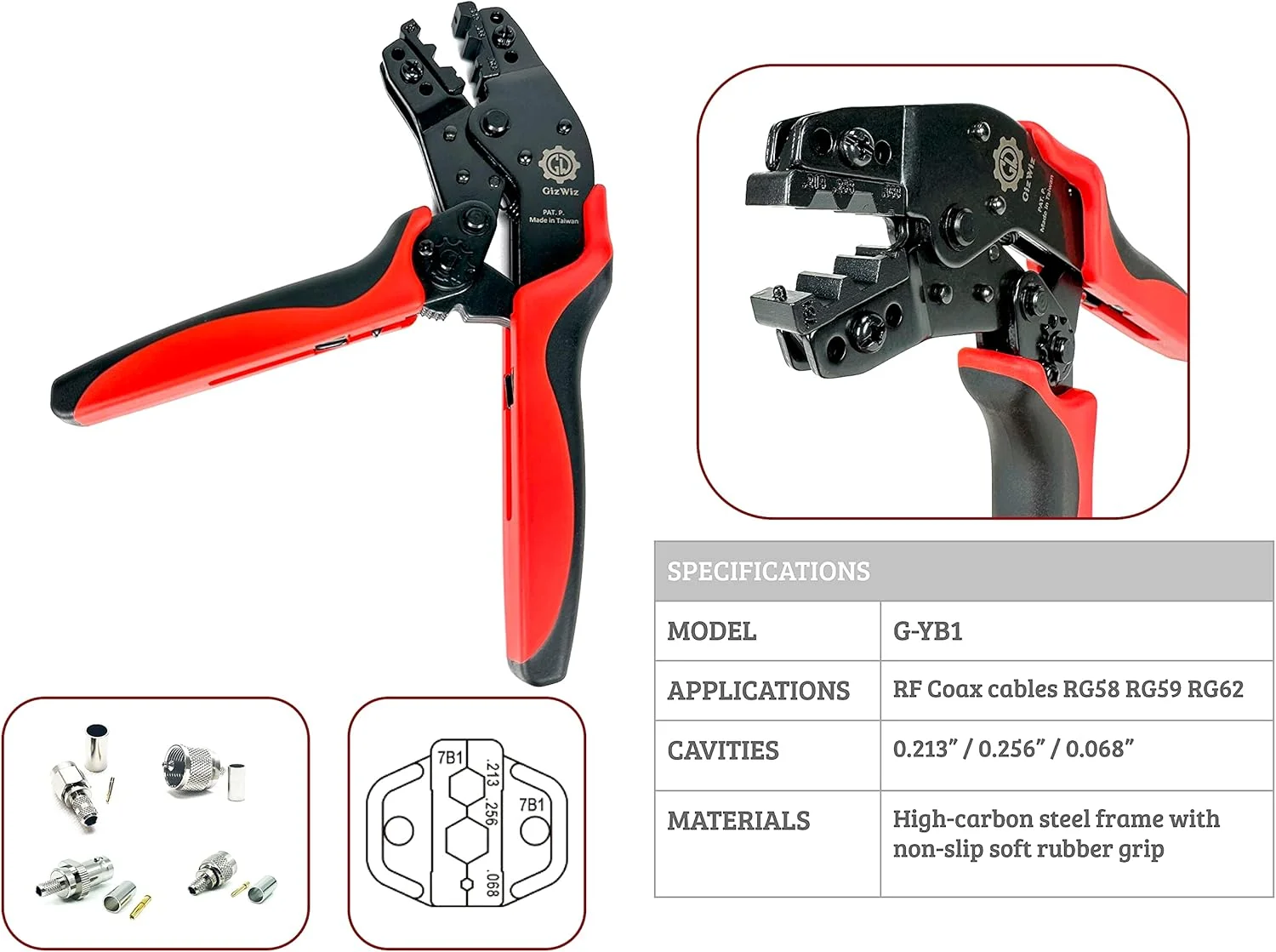 ابزار پرس سرسیم جغجغه ای مینی ارگونومیک و جیبی برای کابل های کواکسیال RF RG58 RG59 RG62 نوع N، نوع F، TNC، BNC، SMA، PL259 ابزار پرس سرسیم جغجغه ای مینی ارگونومیک و جیبی برای کابل های کواکسیال RF RG58 RG59 RG62 نوع N، نوع F، TNC، BNC، SMA، PL259