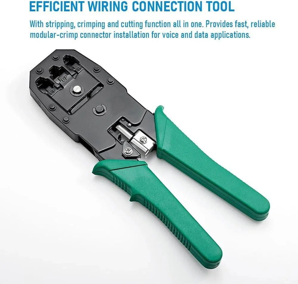 ابزار پرس کابل شبکه RJ45 RJ11 RJ12 سبز رنگ ابزار پرس کابل شبکه RJ45 RJ11 RJ12 سبز رنگ