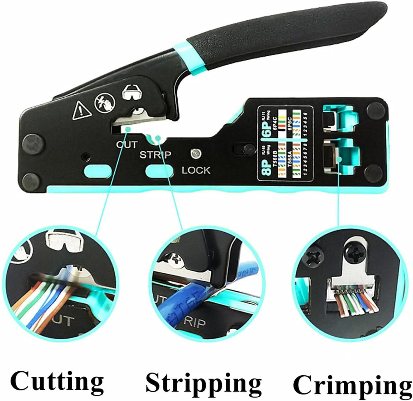 مجموعه ابزار شبکه Gaobige، مجموعه ابزار پرس RJ45، ابزار پرس اترنت Cat6 Cat5 Cat5e، ردیاب سیم، ابزار پانچ 110/88، کانکتورهای Cat6، سیم لخت کن، سیم چین