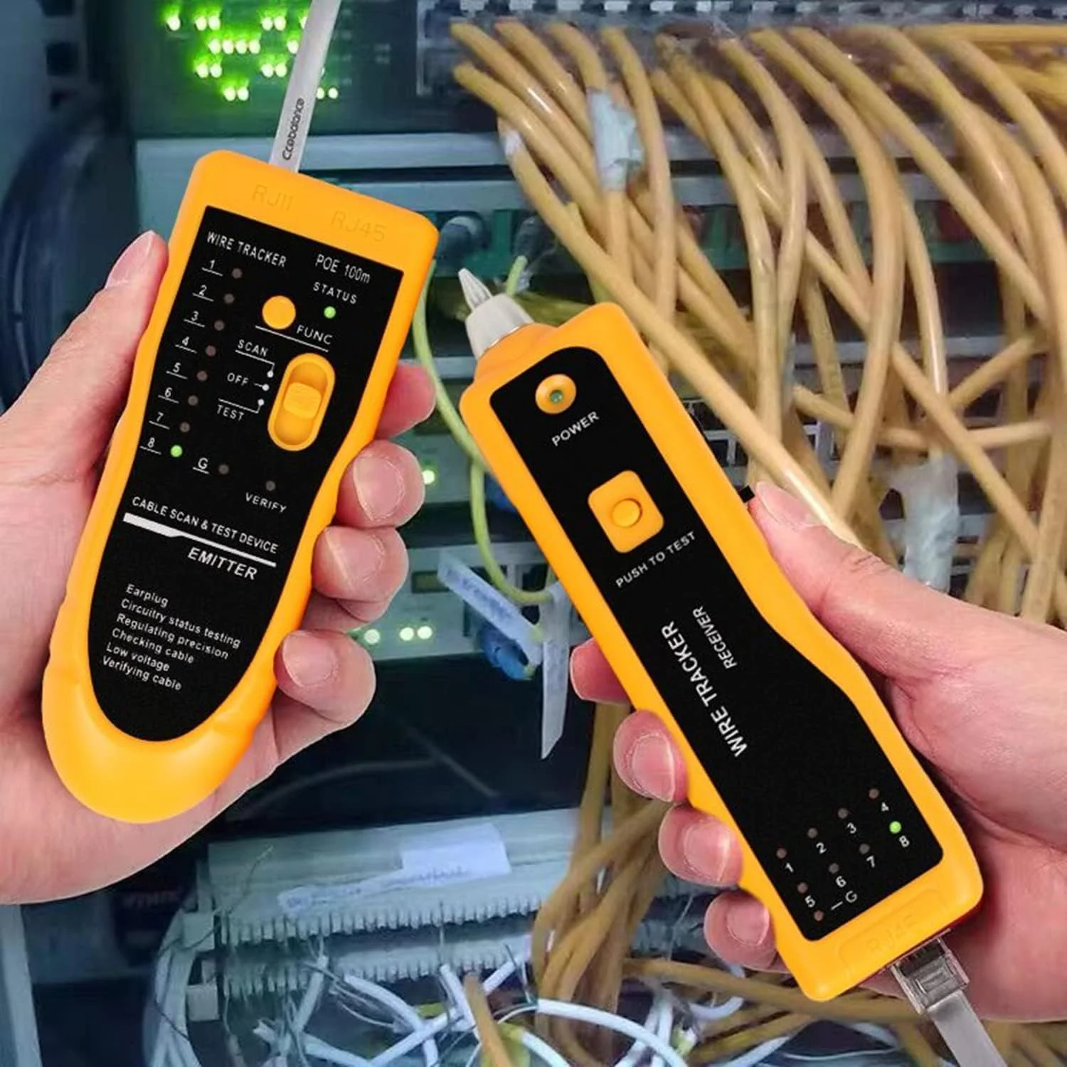 کیت ابزار شبکه، ابزار پرس RJ45 عبوری Cat6 Cat5 Cat5e، ردیاب سیم، ابزار پانچ 110/88، سیم لخت کن، سیم چین، کانکتورهای عبوری Cat6