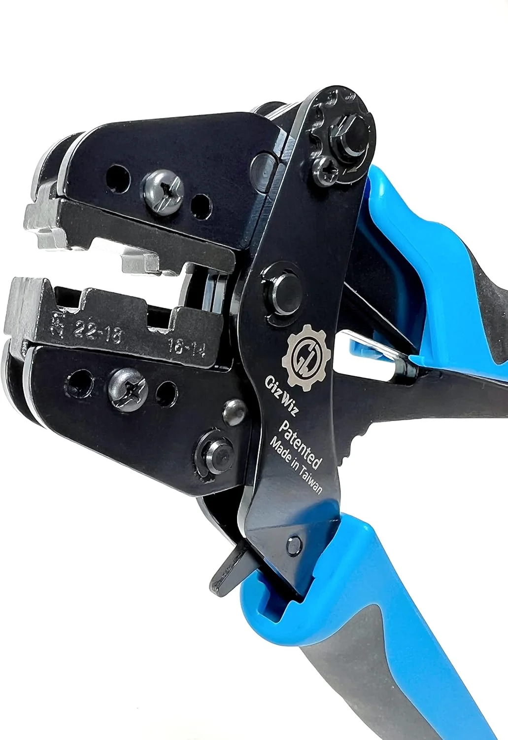 ابزار پرس سرسیم پرچ کن جغجغه ای عملکرد موازی GIZWIZ برای ترمینال های پرچمی غیر عایق AWG 22-14