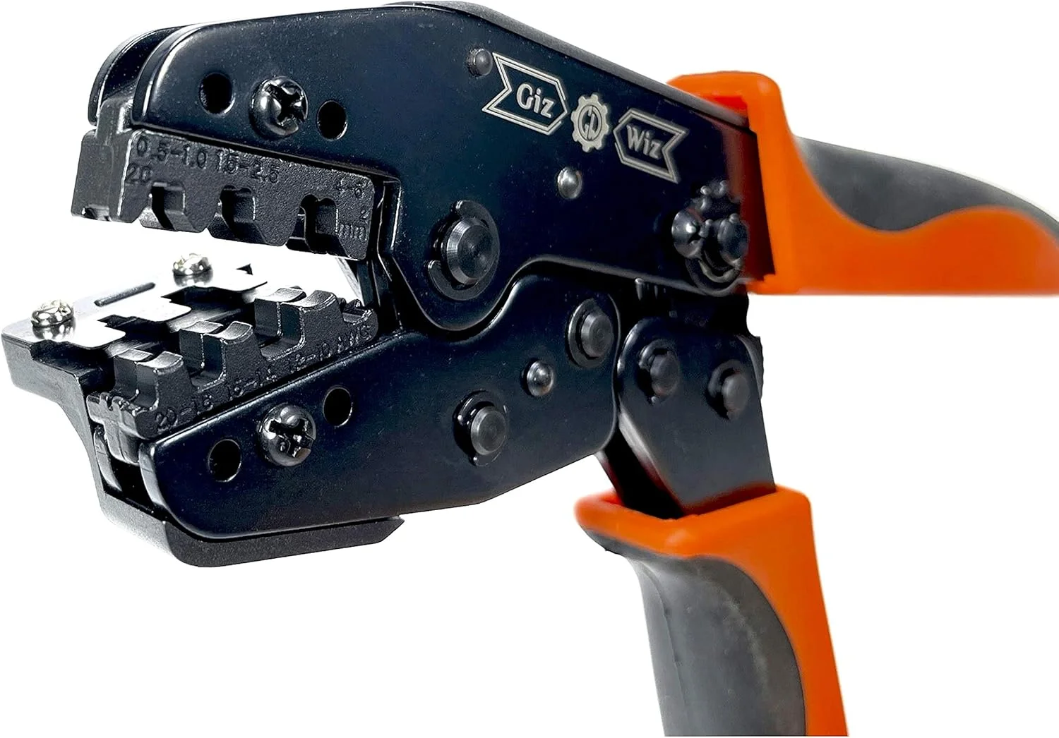 ابزار پرس سرسیم جغجغه ای حرفه ای با موقعیت یاب زبانه برای ترمینال های بدون عایق باز بشکه ای AWG 20-10