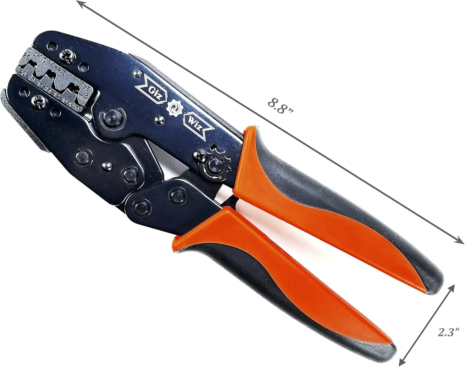 ابزار پرس سرسیم جغجغه ای حرفه ای با موقعیت یاب زبانه برای ترمینال های بدون عایق باز بشکه ای AWG 20-10