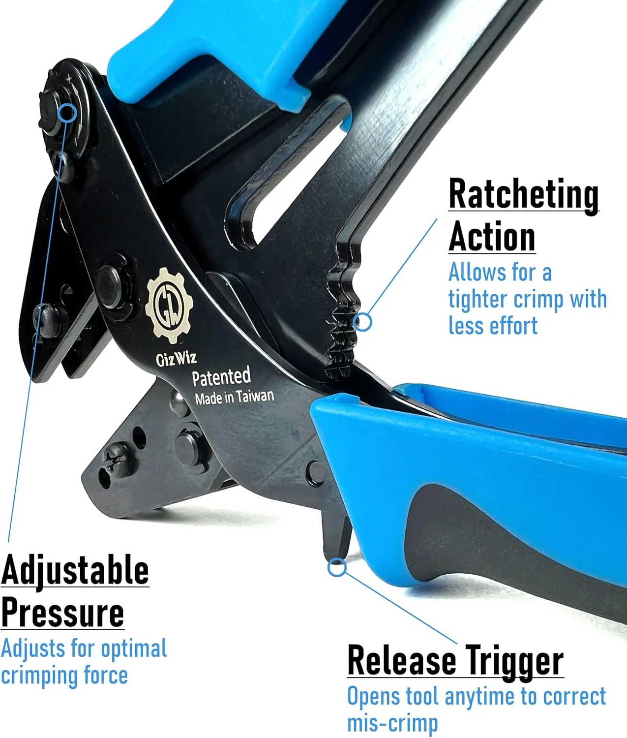 ابزار پرس سرسیم چنگکی جغجغه ای با عملکرد موازی برای ترمینال های غیر عایق باز AWG 20-18/16-14/12-10