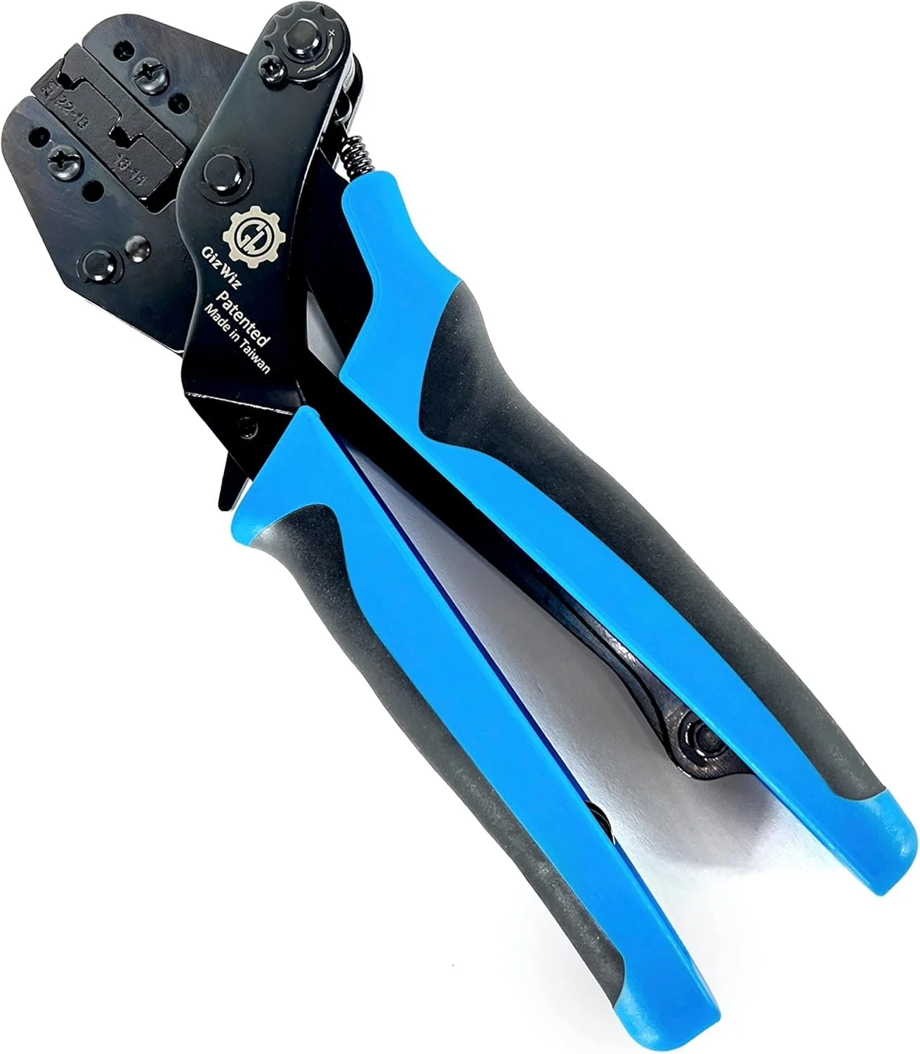 ابزار پرس سرسیم پرچ کن جغجغه ای عملکرد موازی GIZWIZ برای ترمینال های پرچمی غیر عایق AWG 22-14