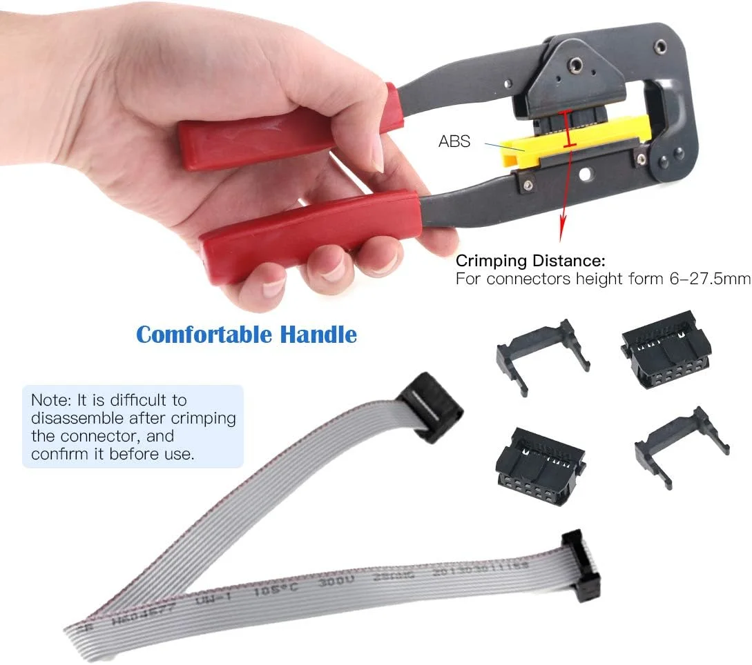 ابزار پرس IDC حرفه ای Glarks با 48 عدد سوکت IDC دو ردیفه با گام 2.54 میلی متر، آداپتور اتصال مستطیلی هدر مادگی 10 16 20 26 پین برای کابل روبانی تخت ابزار پرس IDC حرفه ای Glarks با 48 عدد سوکت IDC دو ردیفه با گام 2.54 میلی متر، آداپتور اتصال مستطیلی هدر مادگی 10 16 20 26 پین برای کابل روبانی تخت