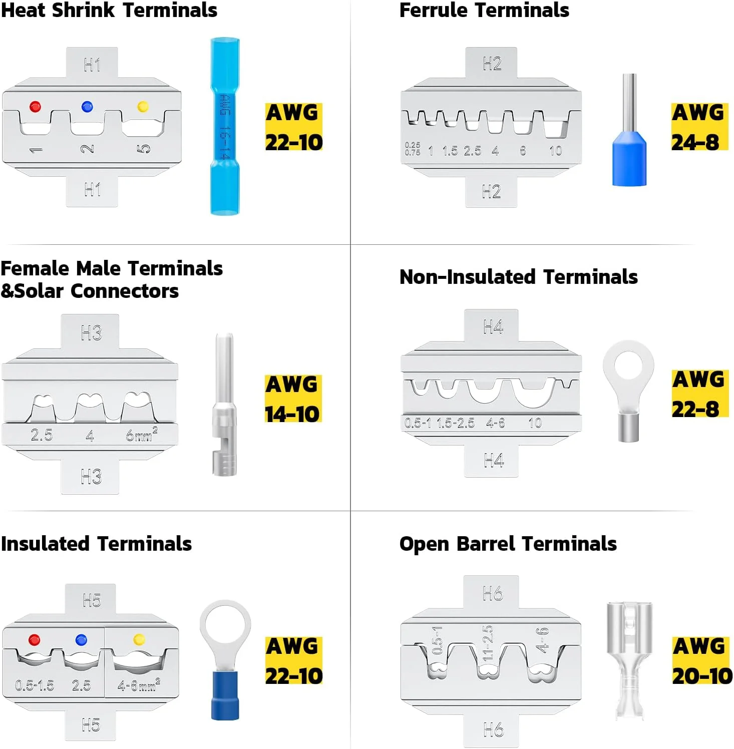ست ابزار پرس 6 در 1 haisstronica و سیم لخت کن، ابزار پرس سیم جغجغه ای با 6 قالب قابل تعویض برای اتصالات حرارتی، غیر عایق، سرسیم، بشکه باز، اتصالات عایق، هدیه ابزار مردانه ست ابزار پرس 6 در 1 haisstronica و سیم لخت کن، ابزار پرس سیم جغجغه ای با 6 قالب قابل تعویض برای اتصالات حرارتی، غیر عایق، سرسیم، بشکه باز، اتصالات عایق، هدیه ابزار مردانه