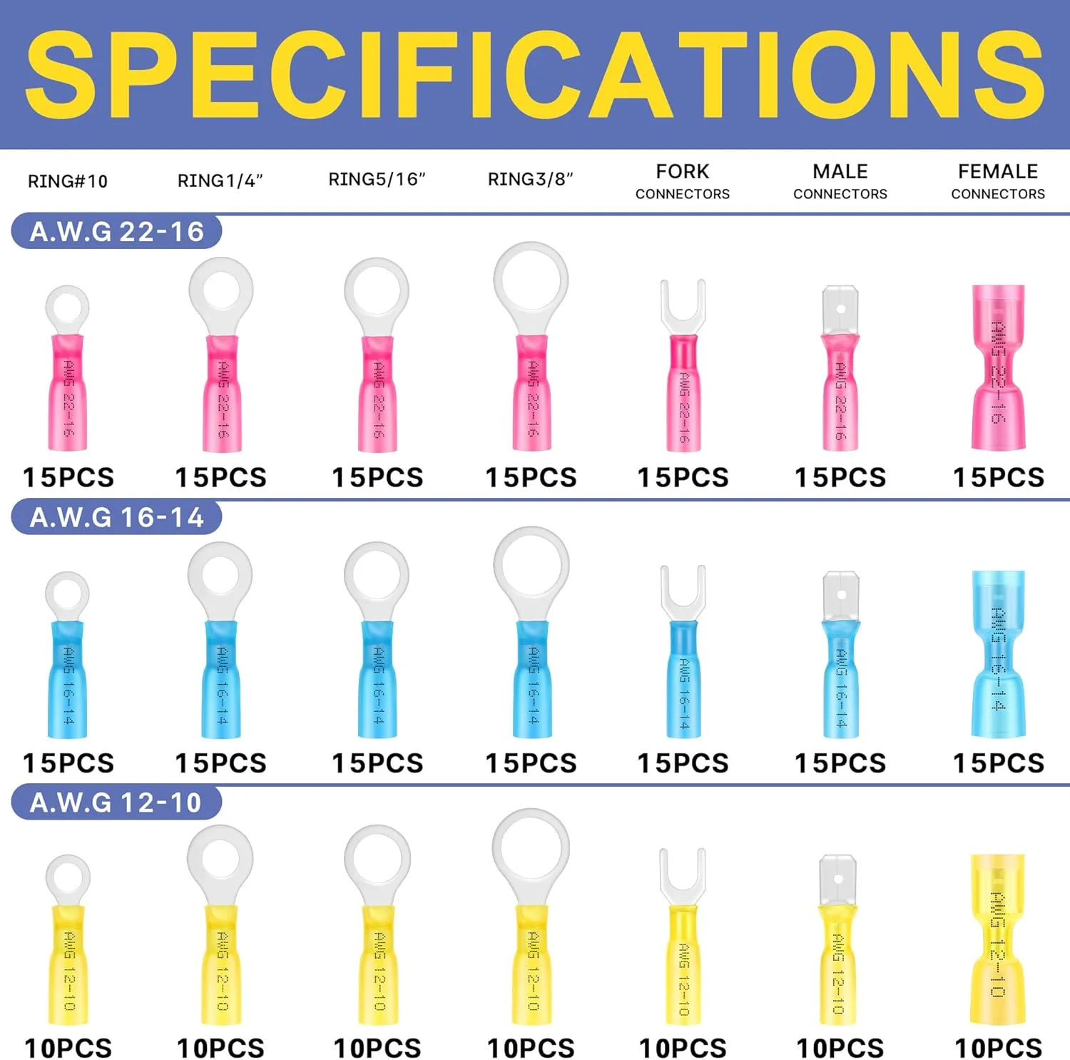 ابزار پرس سرسیم های حرارتی haisstronica به همراه 280 عدد سرسیم حرارتی دریایی AWG 22-10 و سیم لخت کن