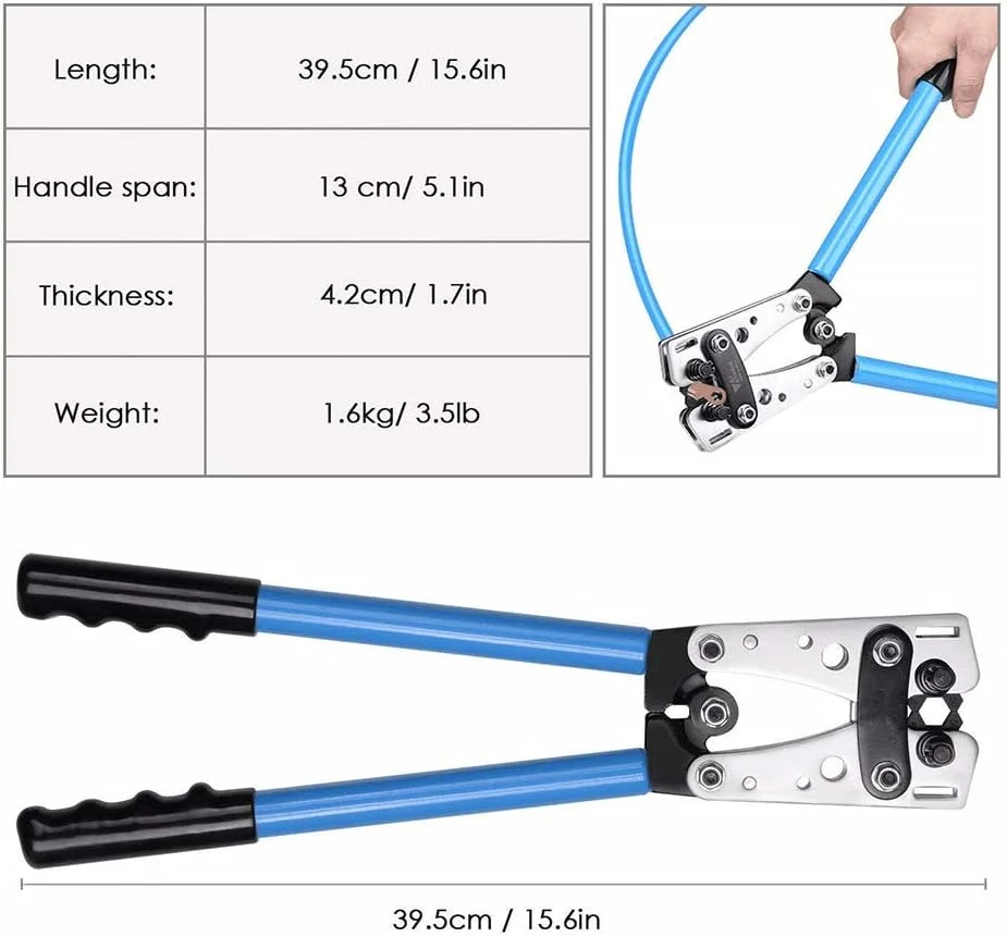 انبر پرس، پرس سرسیم لوله ای 6-50 میلی متر ابزار چندکاره کابل باتری، ابزار پرس شش گوش کابل با سیم چین 10 اینچی