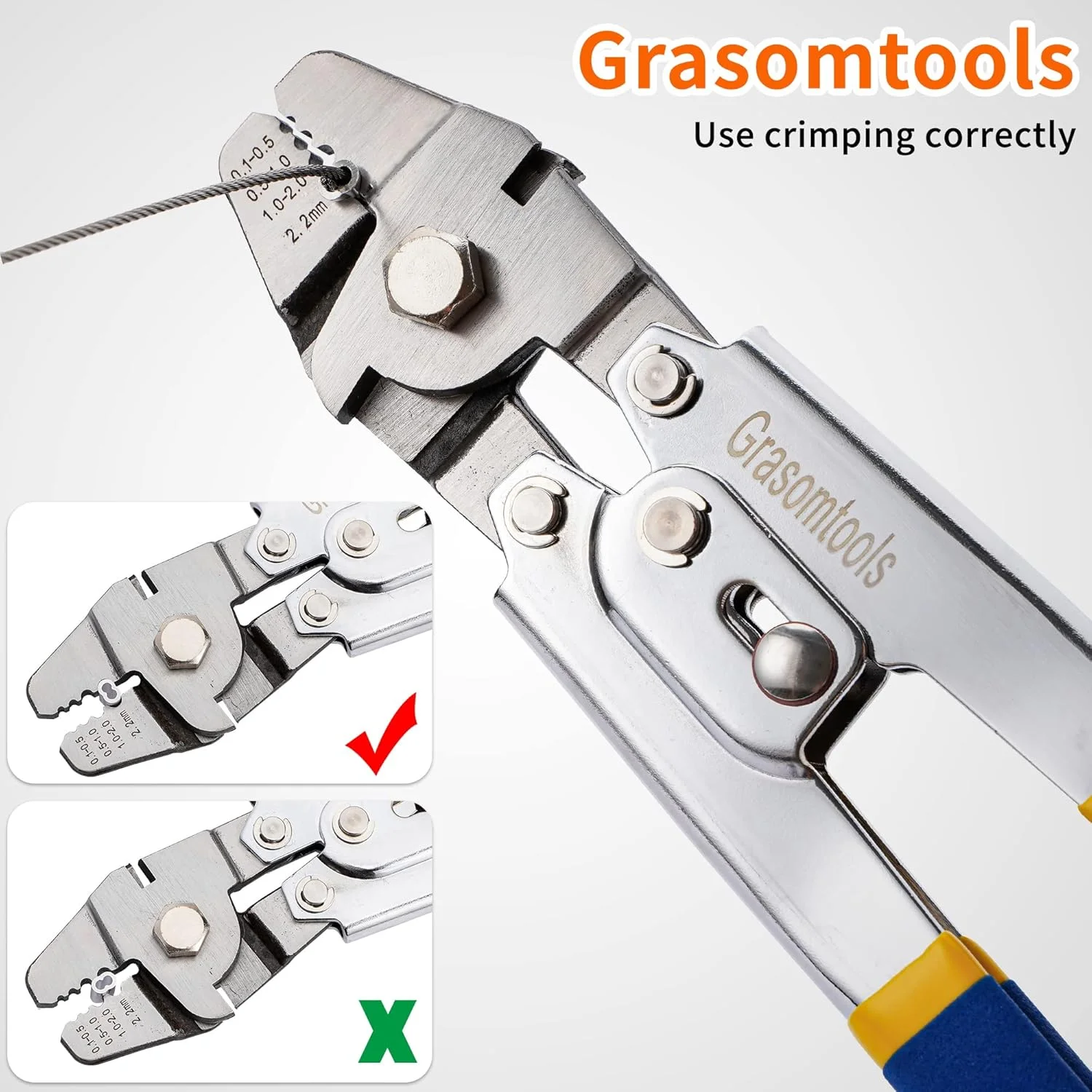 ابزار پرس سیم بکسل تا قطر 2.2 میلی‌متر به همراه 160 عدد بست آلومینیومی دو لول در 4 سایز و 15 عدد انگشتی استیل