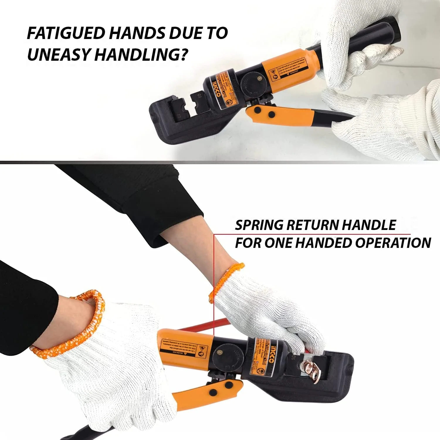 ابزار پرس هیدرولیک و برش کابل اینکو مدل HHCT0170، مناسب برای کابل های برق، جعبه ابزار سنگین با قالب