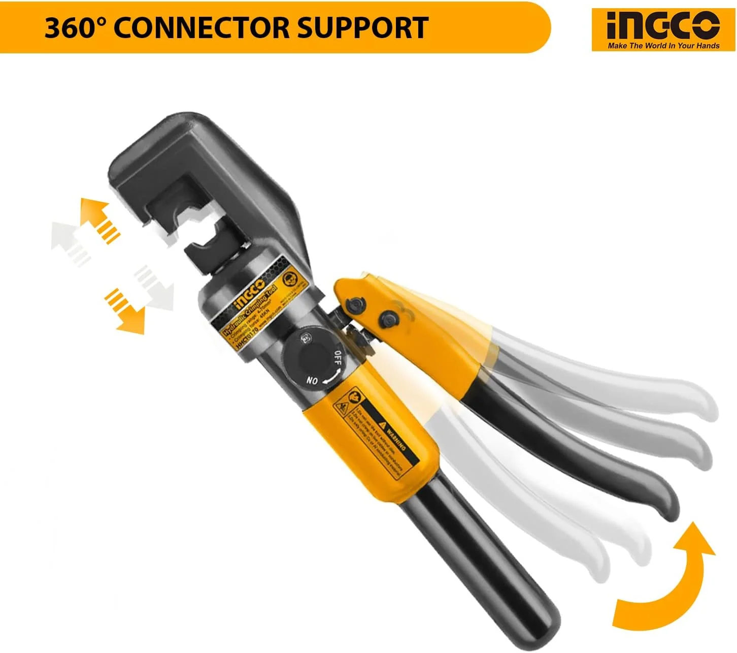 ابزار پرس هیدرولیک و برش کابل اینکو مدل HHCT0170، مناسب برای کابل های برق، جعبه ابزار سنگین با قالب