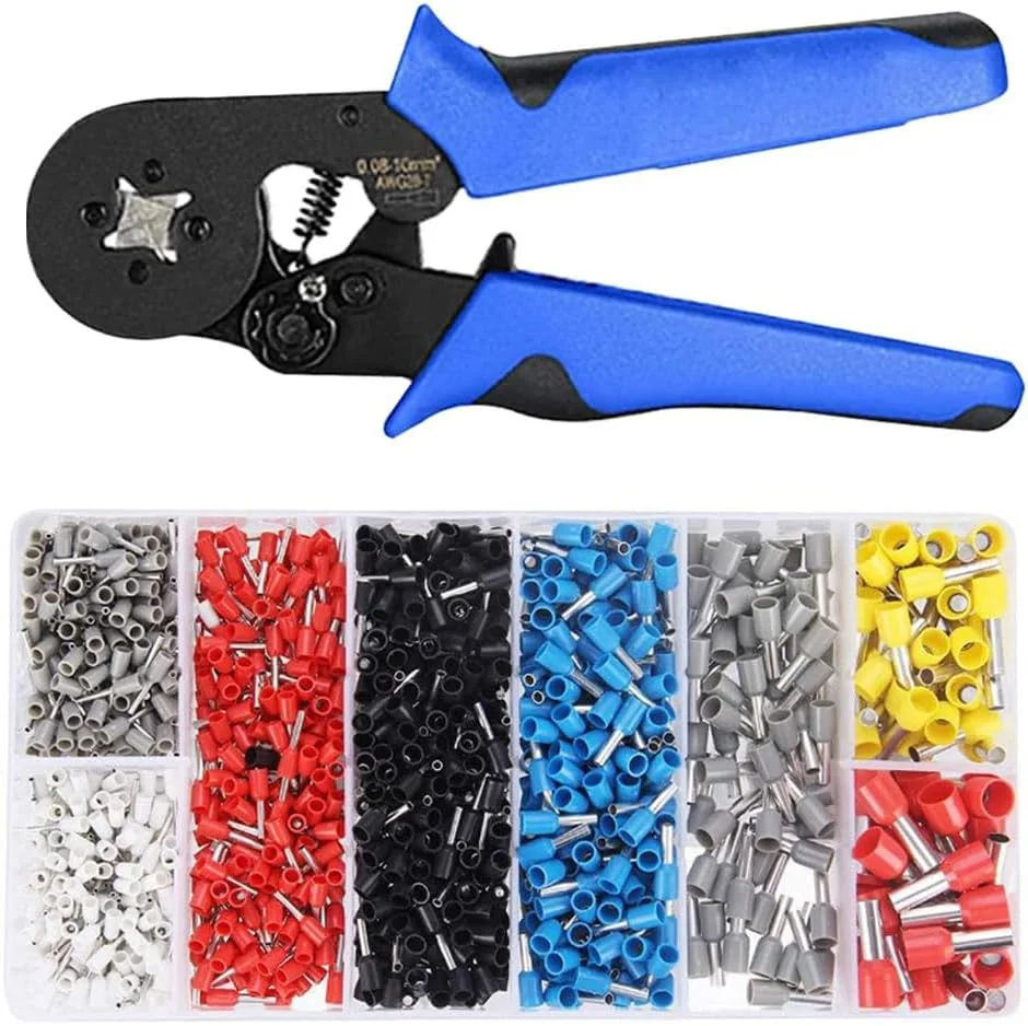 ست ابزار پرس سرسیم، انبر پرس سرسیم با 1200 عدد سرسیم و ترمینال سیم، 0.08-10 میلی متر مربع