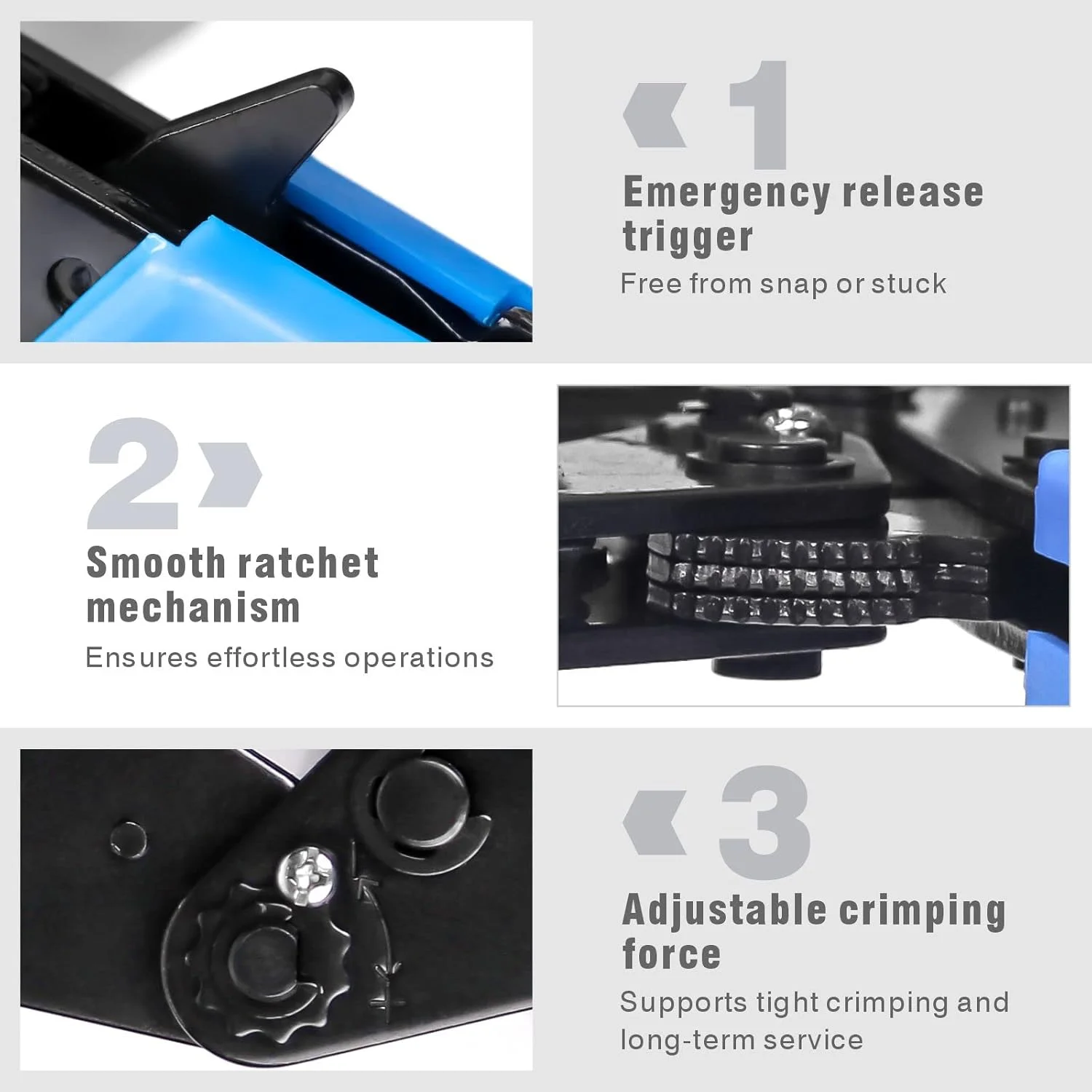 ابزار پرس سرسیم روکش دار حرفه ای WEKESIGO HS-30J، ابزار پرس سیم، انبر پرس سیم 20-10AWG (0.5-6mm²)