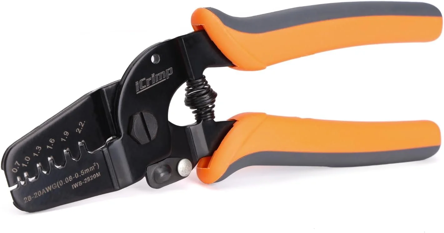 ابزار پرس سرسیم مینیاتوری IWISS برای ترمینال‌ها و کانکتورهای AWG28-20 JAM، Molex، Tyco، JST