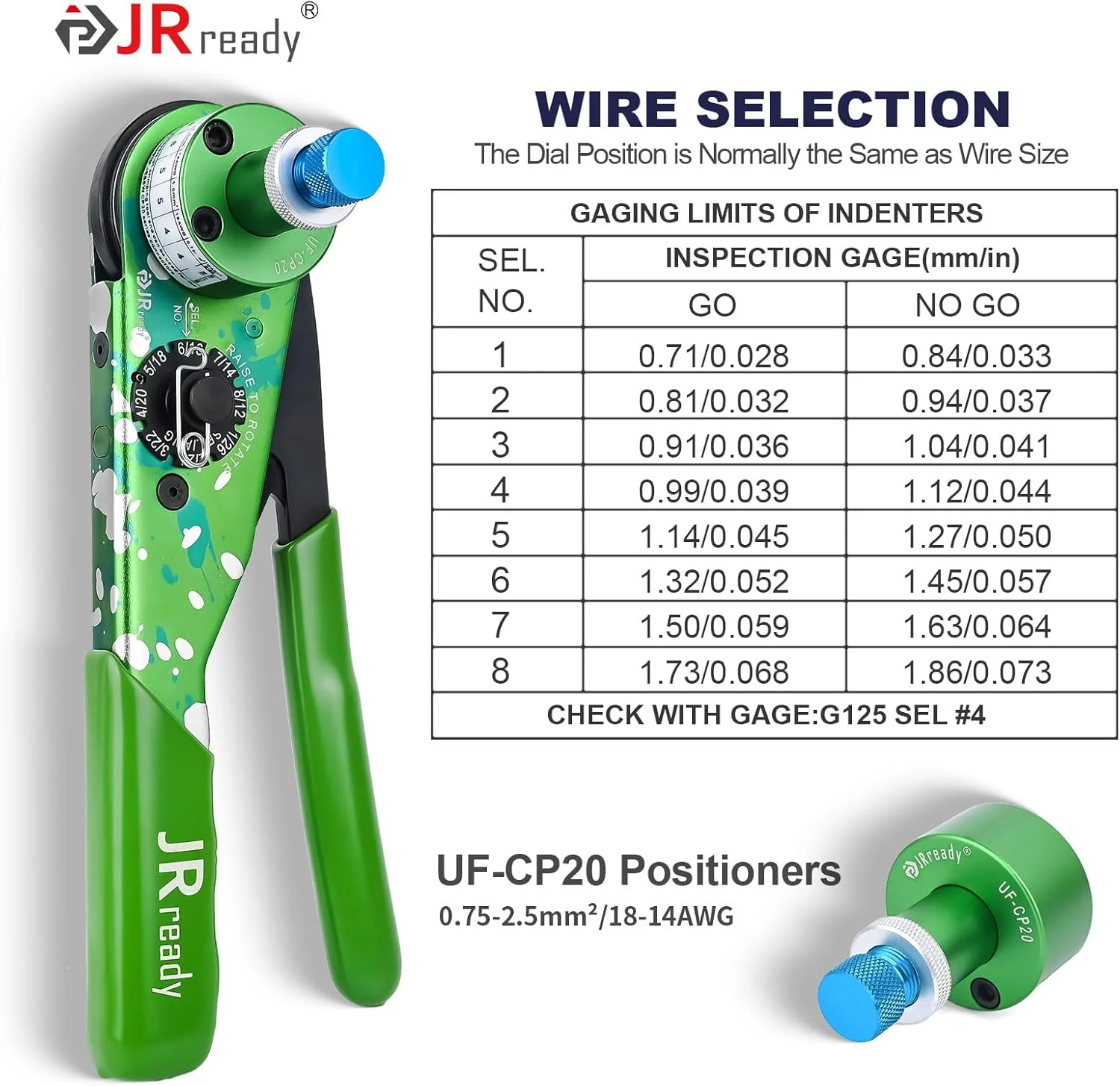 ابزار پرس JRready ST2191، ابزار پرس هوانوردی با موقعیت‌یاب UF5، ابزار پرس اتصالات جامد NEW-AS1G(M22520/1-01) برای سیم‌های 12-26AWG مناسب برای خودرو، موتورسیکلت و دریایی