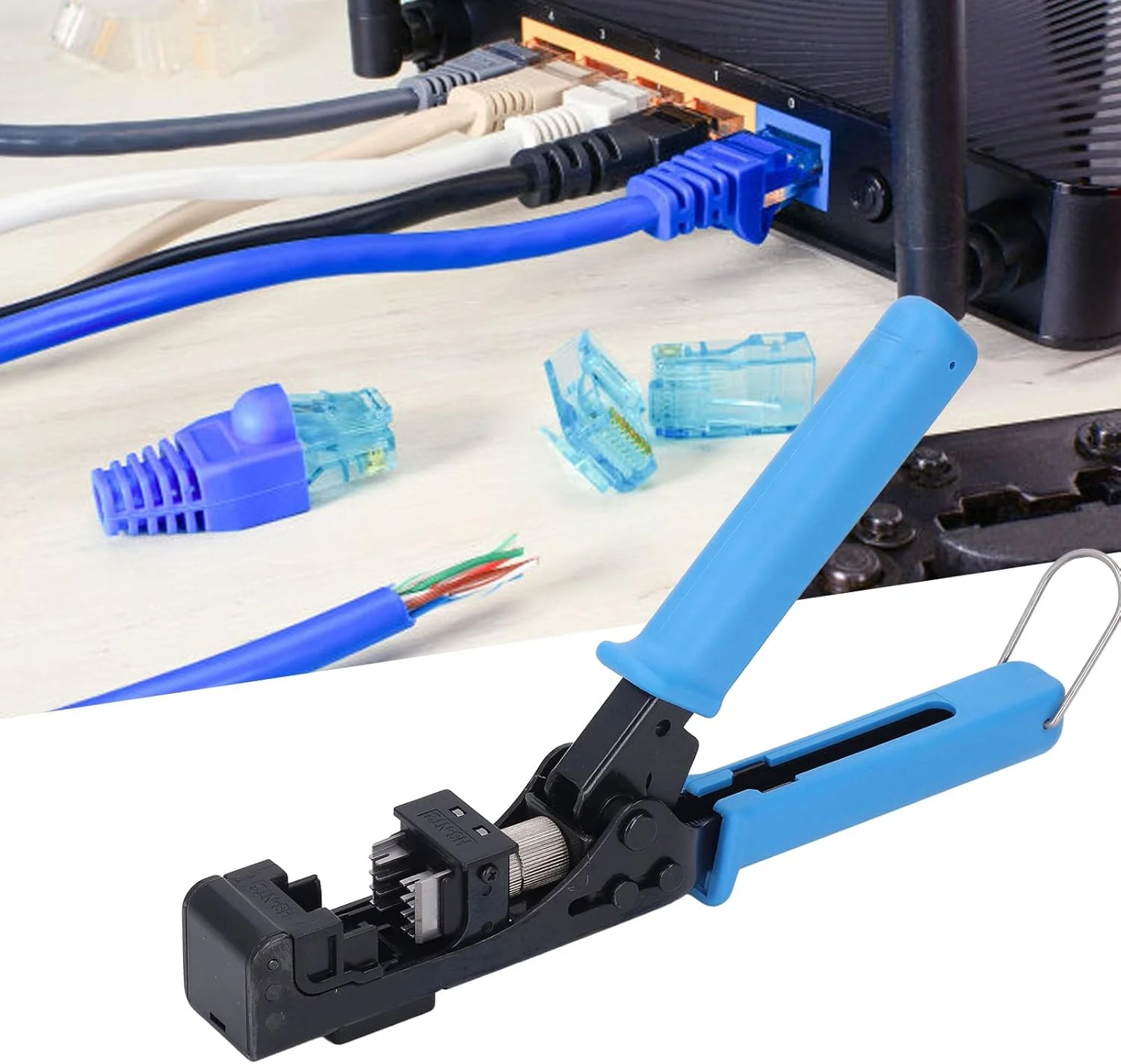 ابزار پانچ زاویه دار 90 درجه Jectse، ابزار پرس اترنت برای جک های Everest Media UTP Cat5e Cat6A Cat6 با پایه قابل تنظیم، تیغه های استیل ضد زنگ