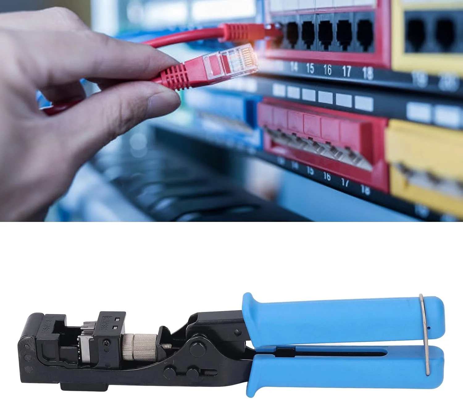 ابزار پانچ زاویه دار 90 درجه Jectse، ابزار پرس اترنت برای جک های Everest Media UTP Cat5e Cat6A Cat6 با پایه قابل تنظیم، تیغه های استیل ضد زنگ