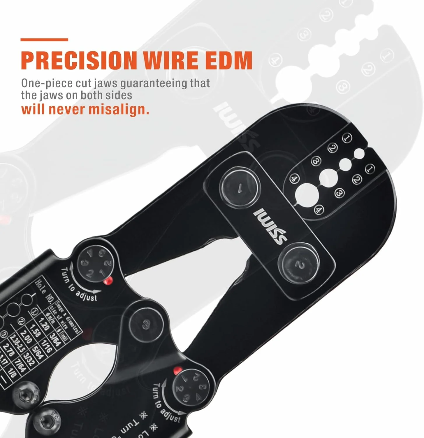 ابزار پرس سیم بکسل آی ویس برای بست های بیضی آلومینیومی، بست های توقف، حلقه های پرس، حلقه های پرس از 1/16 اینچ تا 1/8 اینچ (IWS-1608M)