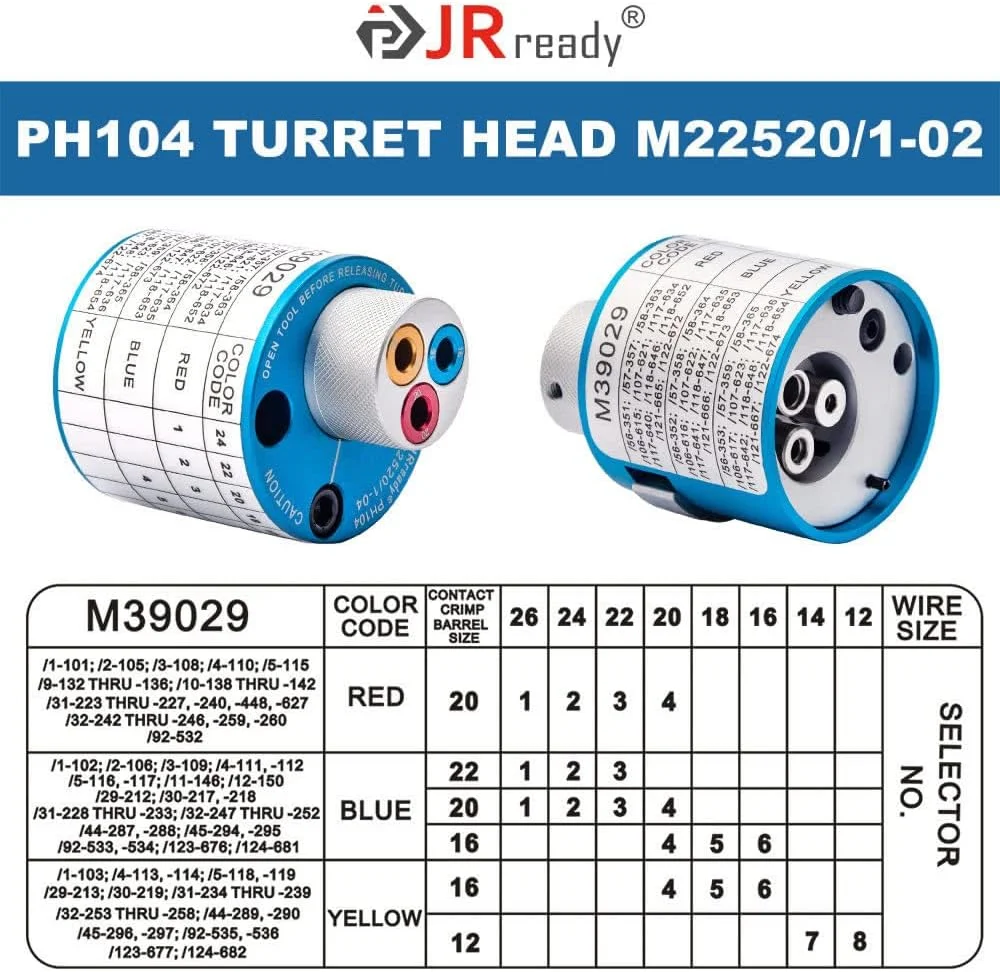 موقعیت دهنده JRready PH104 M22520/1-04 برای ابزار پرس NEW-ASF1/NEW-AS1، مناسب برای پین و سوکت های سری 12# 16# 20# MIL-DTL-38999