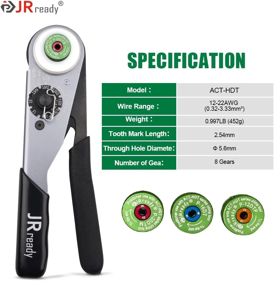 مجموعه ابزار JRready JRD-HDT-48(HDT-48-00)+DRK-RT1+G454+45-120 به همراه سیم لخت کن ایده آل JST2109S برای پرس کردن کانکتورهای جامد سایز 12#, 16#, 20# سری DT, DTM, DTP, DTV, DRB, DRCP و STRIKE با سایز سیم 12-22AWG