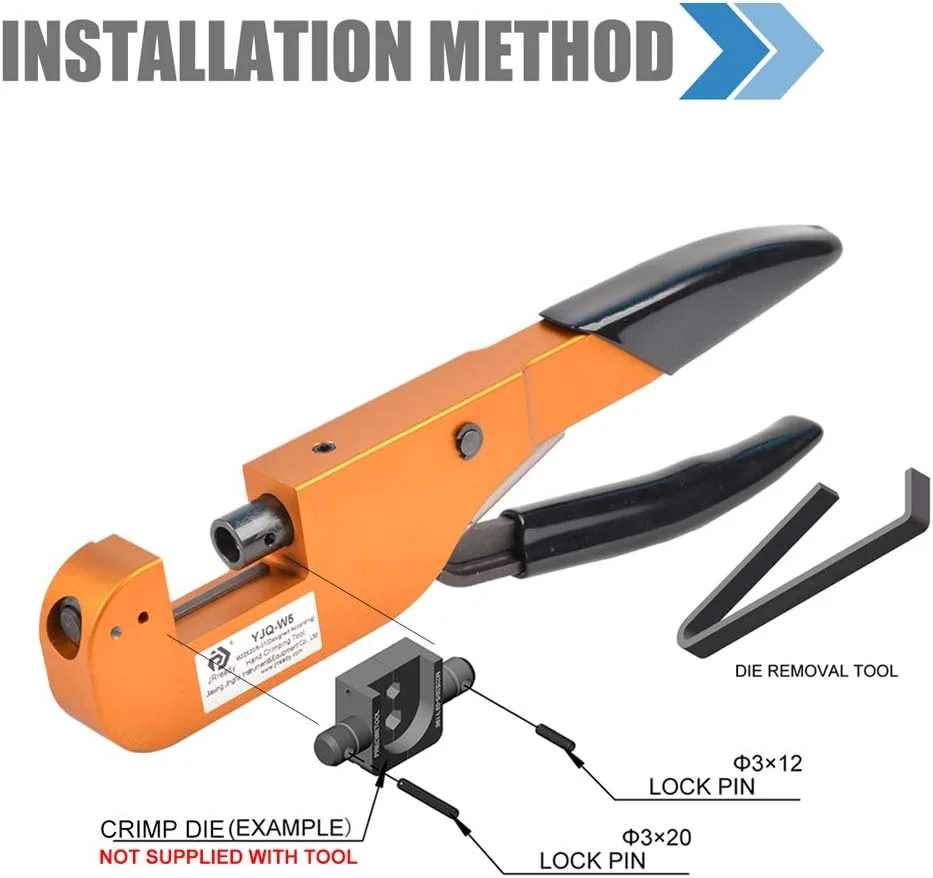 ابزار پرس سرسیم JRready YJQ-W5 (HX4/M22520/5-01) با فریم باز، ابزار سیم کشی، انبر حلقه ای اتصال مسی