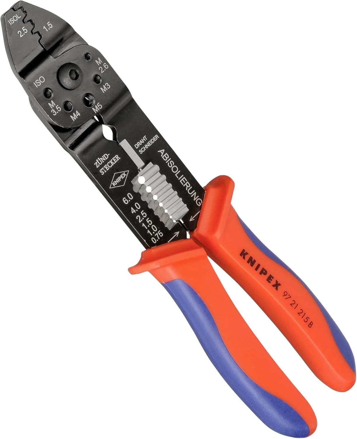 انبر پرس سرسیم غیر عایق Knipex مدل 97 21 215 B با دسته چند جزئی - 230 میلی متر