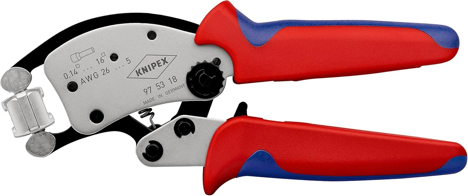 ابزار پرس سرسیم KNIPEX Twistor16 با قابلیت تنظیم خودکار و سر چرخان در بسته بندی بلیستر با روکش چند جزئی، 97 53 18 SB