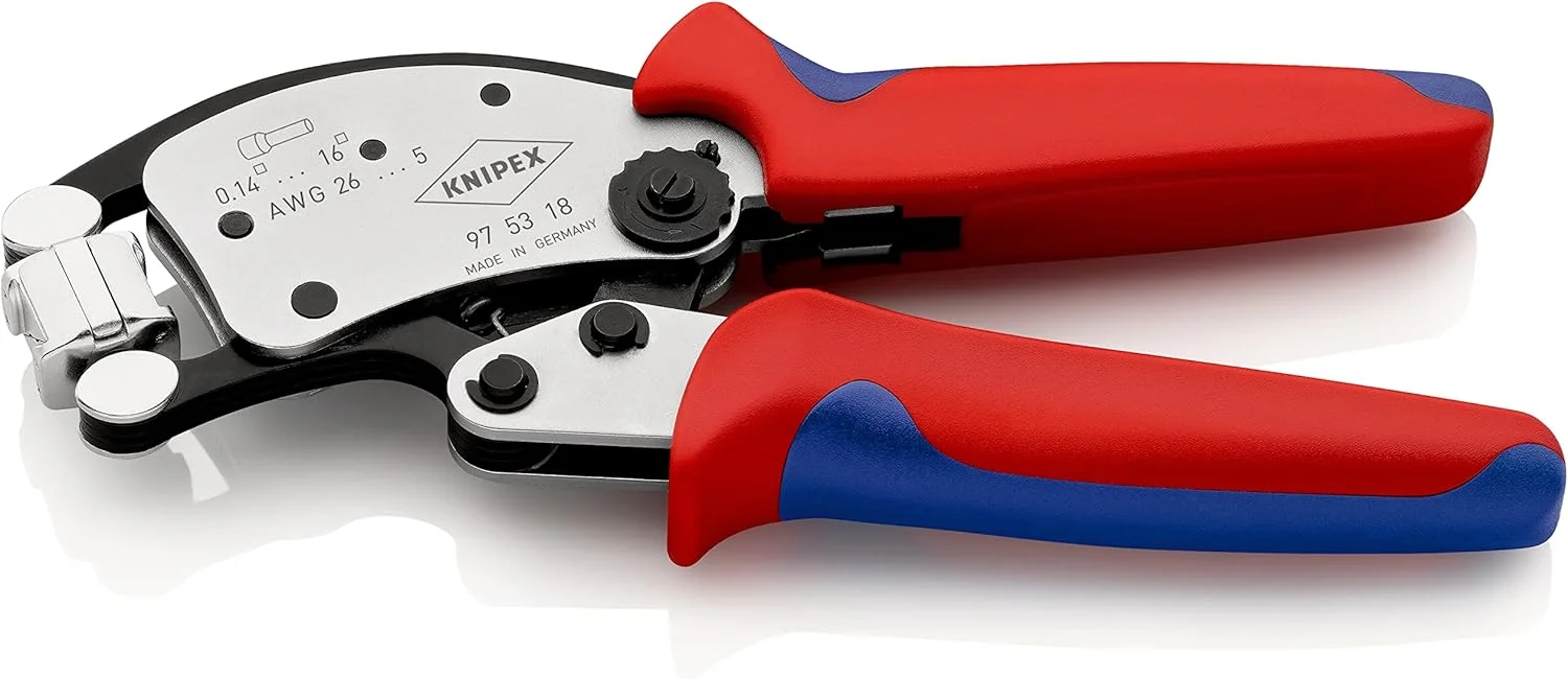 ابزار پرس سرسیم KNIPEX Twistor16 با قابلیت تنظیم خودکار و سر چرخان در بسته بندی بلیستر با روکش چند جزئی، 97 53 18 SB