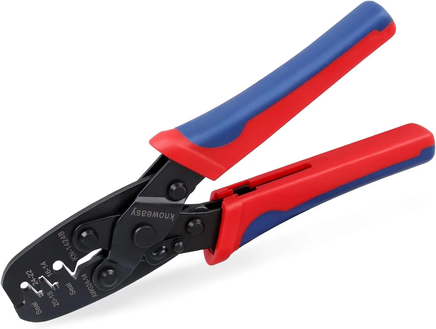 ابزار پرس سرسیم Knoweasy Weatherpack و ابزار پرس ترمینال باز بشکه ای برای Molex، Delphi، AMP/Tyco، Harley - سیم چین سازگار با سری Deutsch DT، AWG 24-14 مدل 1424B